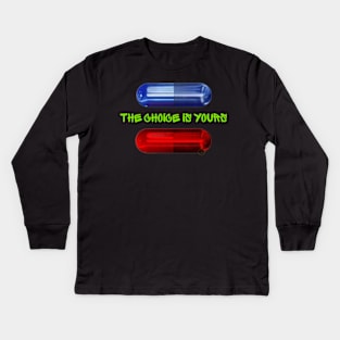 Red or Blue Choose Your Path Kids Long Sleeve T-Shirt